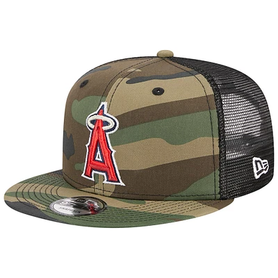 Men's New Era Camo Los Angeles Angels Woodland Camo Trucker 9FIFTY Snapback Hat