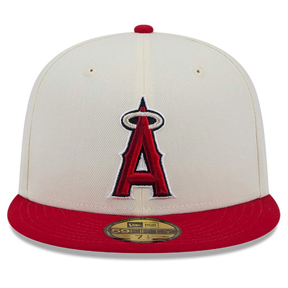Men's New Era Cream Los Angeles Angels Chrome 59FIFTY Fitted Hat