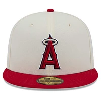 Men's New Era Cream Los Angeles Angels Chrome 59FIFTY Fitted Hat