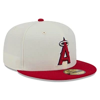 Men's New Era Cream Los Angeles Angels Chrome 59FIFTY Fitted Hat