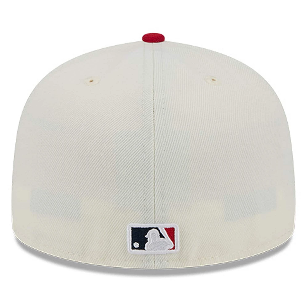 Men's New Era Cream Los Angeles Angels Chrome 59FIFTY Fitted Hat