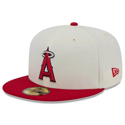 Men's New Era Cream Los Angeles Angels Chrome 59FIFTY Fitted Hat