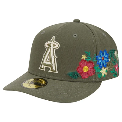 Casquette ajustée New Era 59FIFTY olive Los Angeles Angels pour homme