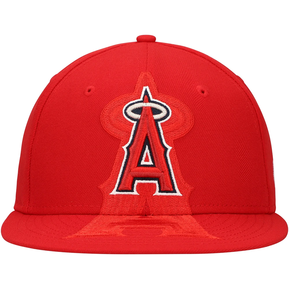 Men's New Era Red Los Angeles Angels Shadow Logo 59FIFTY Fitted Hat