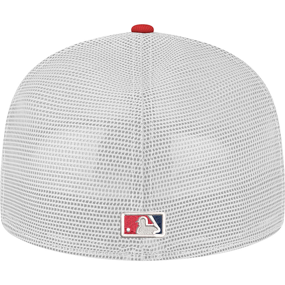 Men's New Era Red Los Angeles Angels Team Color 59FIFTY Trucker Fitted Hat