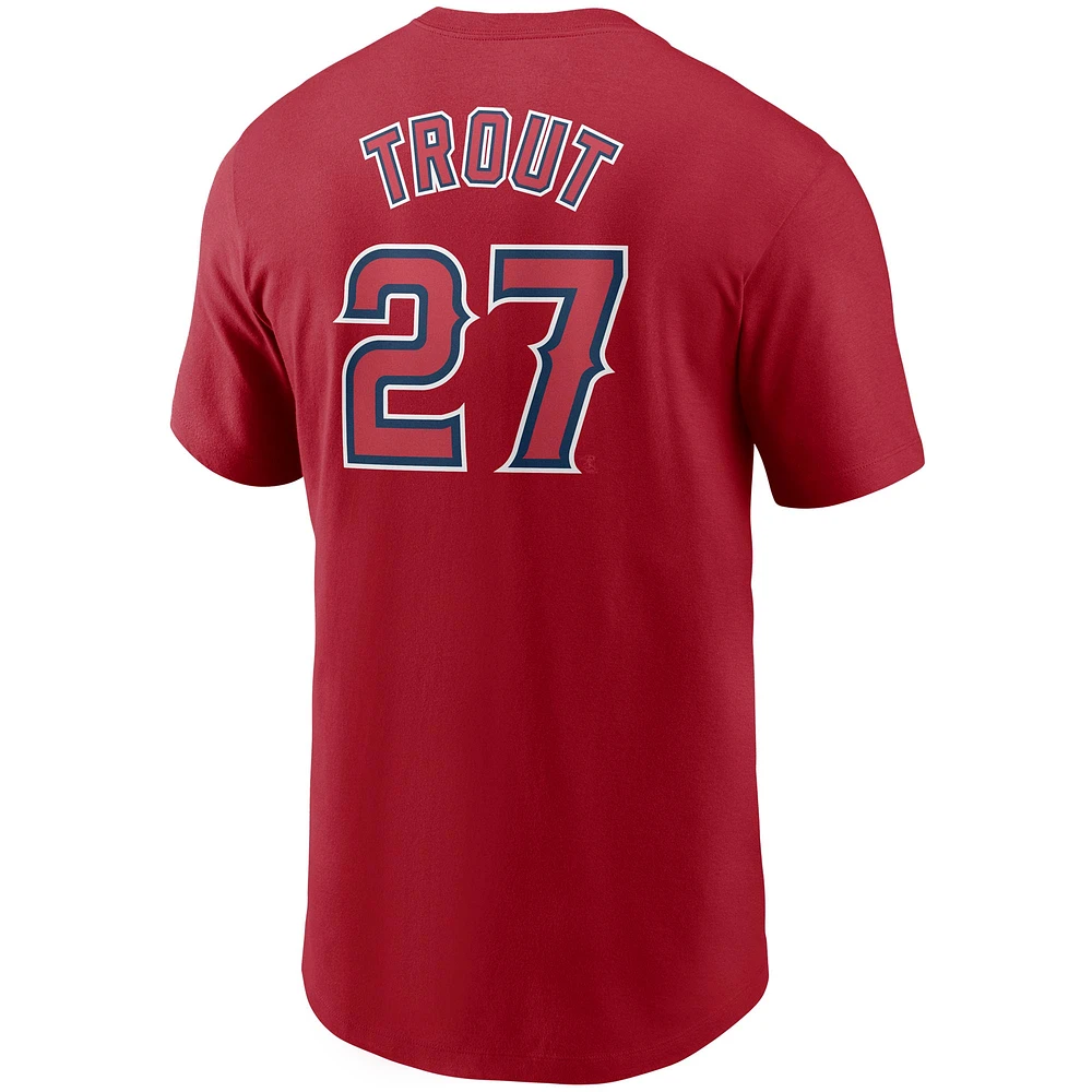 T-shirt avec nom et numéro des Los Angeles Angels Nike Mike Trout pour homme, rouge
