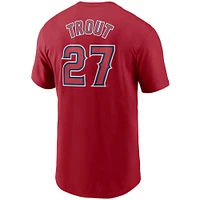 T-shirt avec nom et numéro des Los Angeles Angels Nike Mike Trout pour homme, rouge