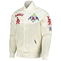 veste Pro Standard pour hommes, crème, Los Angeles Angels, Cooperstown Collection, à boutons-pression rétro classique en satin fines rayures