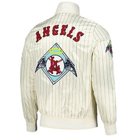 veste Pro Standard pour hommes, crème, Los Angeles Angels, Cooperstown Collection, à boutons-pression rétro classique en satin fines rayures