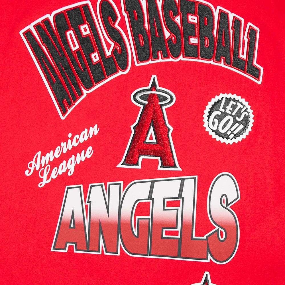Men's Pro Standard Red Los Angeles Angels Turn It Up Dropped Shoulder T-Shirt
