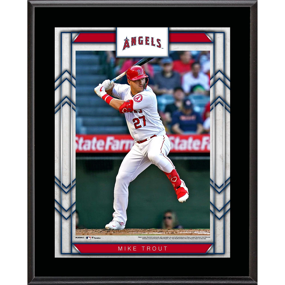 Plaque de nom de joueur sublimée Mike Trout Los Angeles Angels 10,5'' x 13''