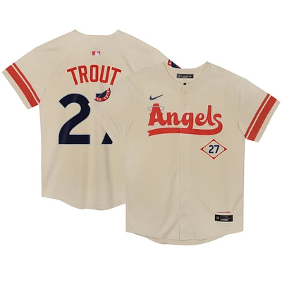 Maillot de joueur Nike Mike Trout Cream Los Angeles Angels City Connect Limited pour enfants d'âge préscolaire