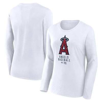T-shirt léger ajusté à manches longues blanc Los Angeles Angels Fanatics pour femmes