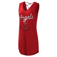 Women's G-III 4Her by Carl Banks Red Los Angeles Angels Game Time Slub Beach V-Neck Cover-Up Dress