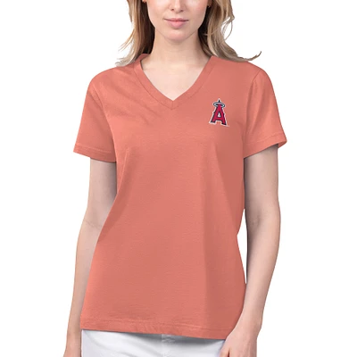 Margaritaville Coral Los Angeles Angels Game Time T-shirt à col en V pour femmes