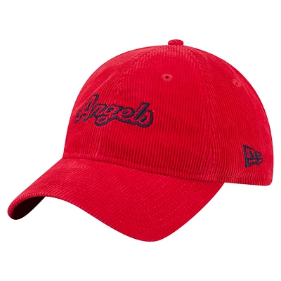 Casquette ajustable en velours côtelé rouge 9TWENTY des Los Angeles Angels de New Era pour femme