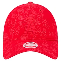 Women's New Era Red Los Angeles Angels Tonal Floral 9TWENTY Adjustable Hat