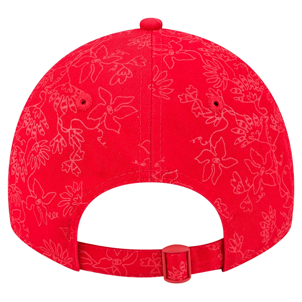 Women's New Era Red Los Angeles Angels Tonal Floral 9TWENTY Adjustable Hat