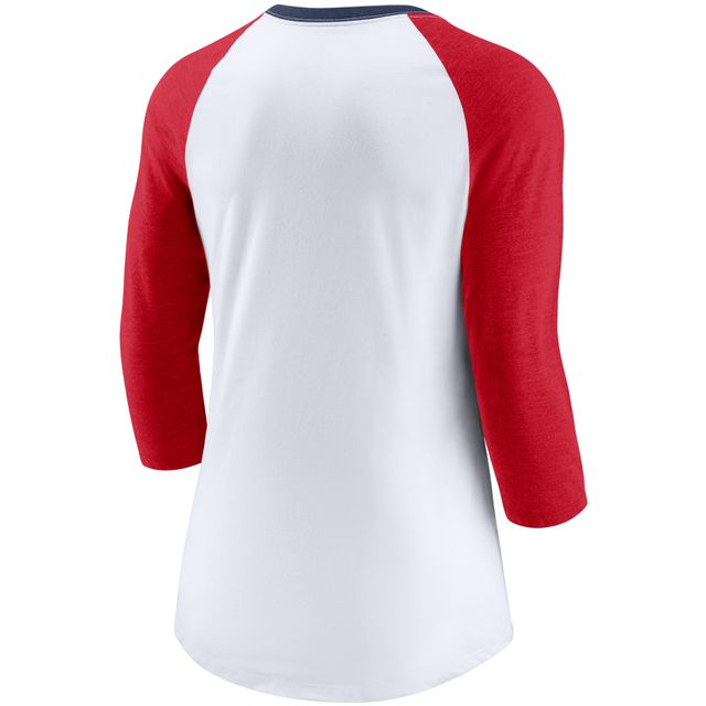 T-shirt raglan Nike Los Angeles Angels Colour Split Tri-Blend à manches 3/4 pour femme Blanc/Rouge chiné
