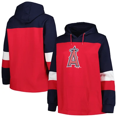 Sweat à capuche colorblock grande taille Los Angeles Angels rouge pour femme