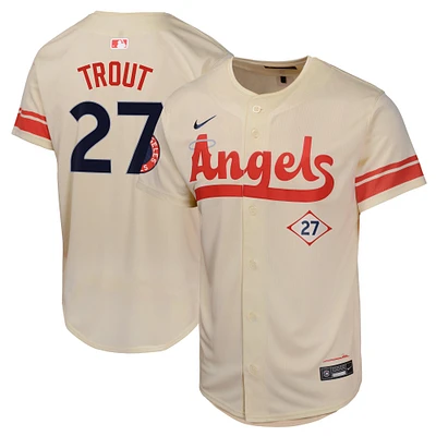 Maillot de joueur Nike Mike Trout Cream Los Angeles Angels City Connect Limited pour jeunes