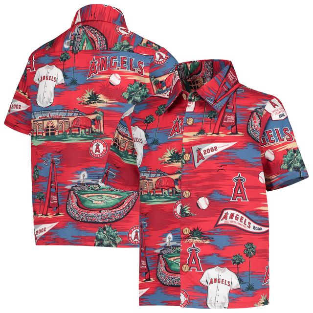 Haut boutonné bleu Los Angeles Angels Scenic pour jeune Reyn Spooner