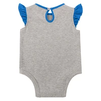 Girls Infant Heather Gray/Powder Blue Los Angeles Chargers All Dolled Up Three-Piece Bodysuit, Skirt & Booties Set