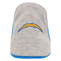 Girls Infant Heather Gray/Powder Blue Los Angeles Chargers All Dolled Up Three-Piece Bodysuit, Skirt & Booties Set