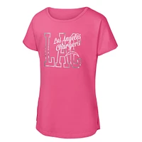 T-shirt rose pour jeunes filles Los Angeles Chargers Signal Caller Dolman