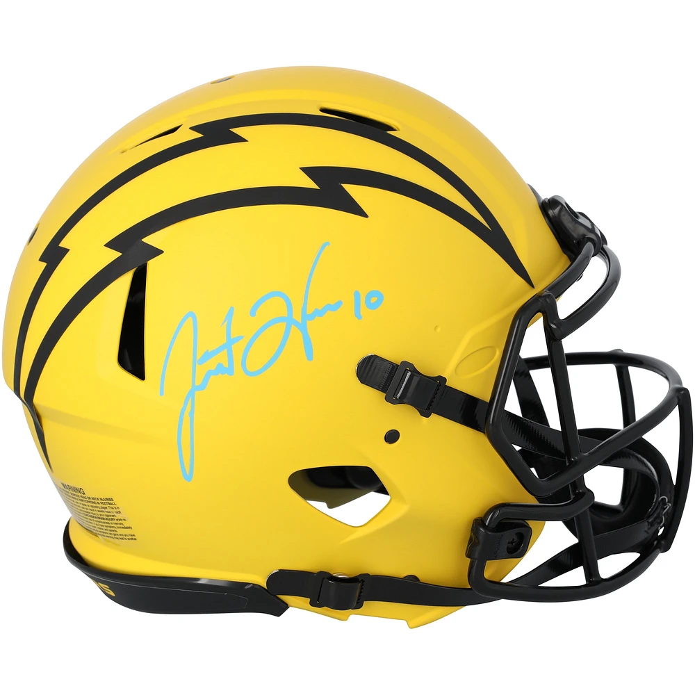 Casque authentique Riddell Rave Speed autographié par Justin Herbert des Los Angeles Chargers