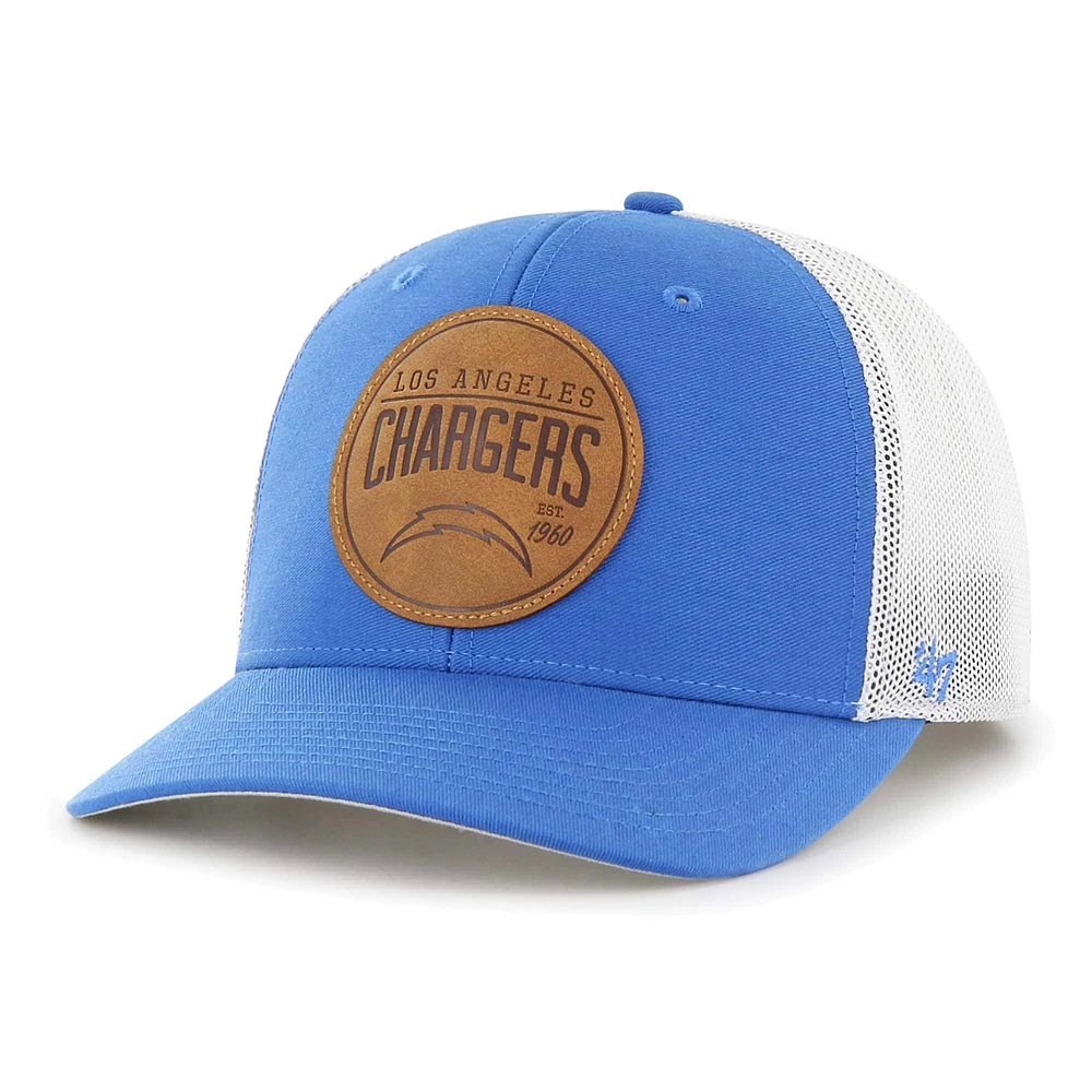 Casquette flexible en cuir bleu Los Angeles Chargers '47 pour hommes