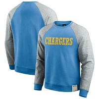 Men's Darius Rucker Collection by Fanatics Powder Blue/Heather Gray Los Angeles Chargers Colorblock Pullover Sweatshirt