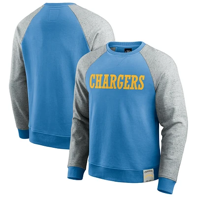 Men's Darius Rucker Collection by Fanatics Powder Blue/Heather Gray Los Angeles Chargers Colorblock Pullover Sweatshirt