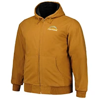 Men's Dunbrooke Tan Los Angeles Chargers Big & Tall Dakota Canvas Hoodie Full-Zip Jacket