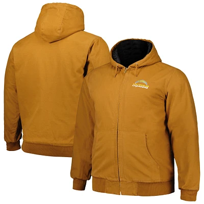 Men's Dunbrooke Tan Los Angeles Chargers Big & Tall Dakota Canvas Hoodie Full-Zip Jacket