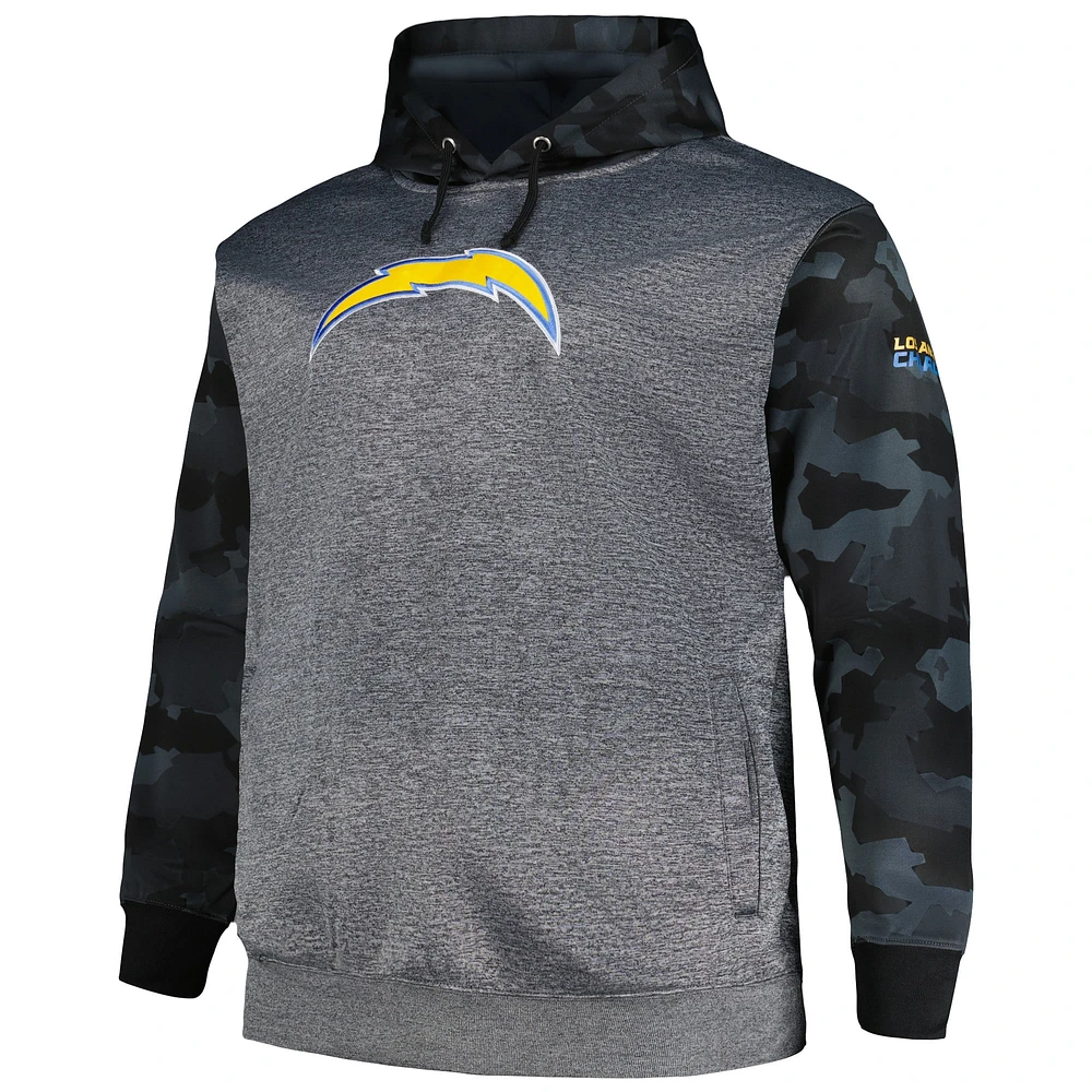 Men's Fanatics Heather Charcoal Los Angeles Chargers Big & Tall Camo Pullover Hoodie