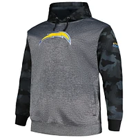 Men's Fanatics Heather Charcoal Los Angeles Chargers Big & Tall Camo Pullover Hoodie