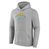 Men's Fanatics Heather Gray Los Angeles Chargers Deliver Fleece Pullover Hoodie