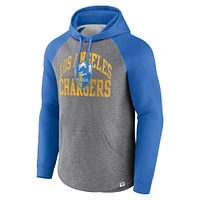 Men's Fanatics Heather Gray Los Angeles Chargers Favorite Arch Raglan Pullover Hoodie