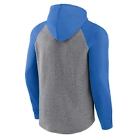 Men's Fanatics Heather Gray Los Angeles Chargers Favorite Arch Raglan Pullover Hoodie