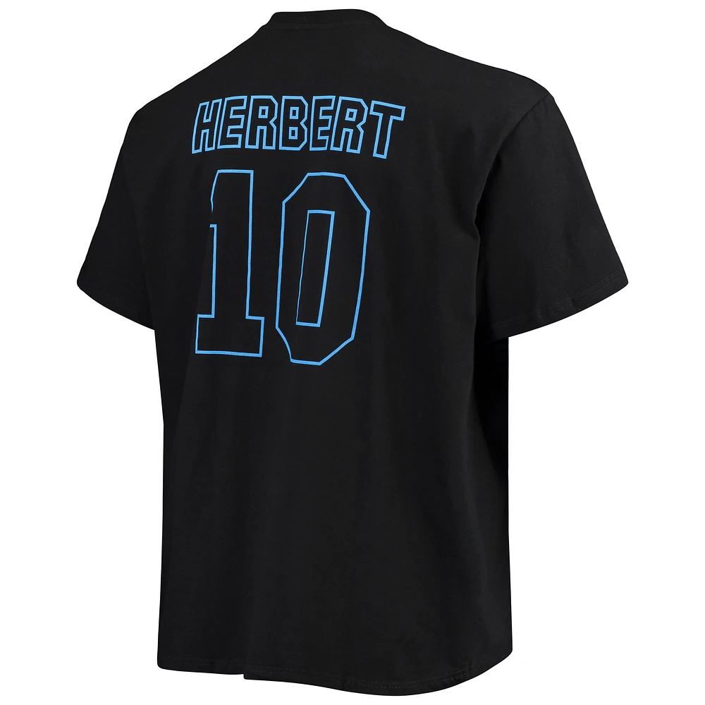 Men's Fanatics Justin Herbert Black Los Angeles Chargers Big & Tall Color Pop Name Number T-Shirt