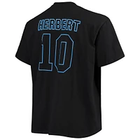 Men's Fanatics Justin Herbert Black Los Angeles Chargers Big & Tall Color Pop Name Number T-Shirt