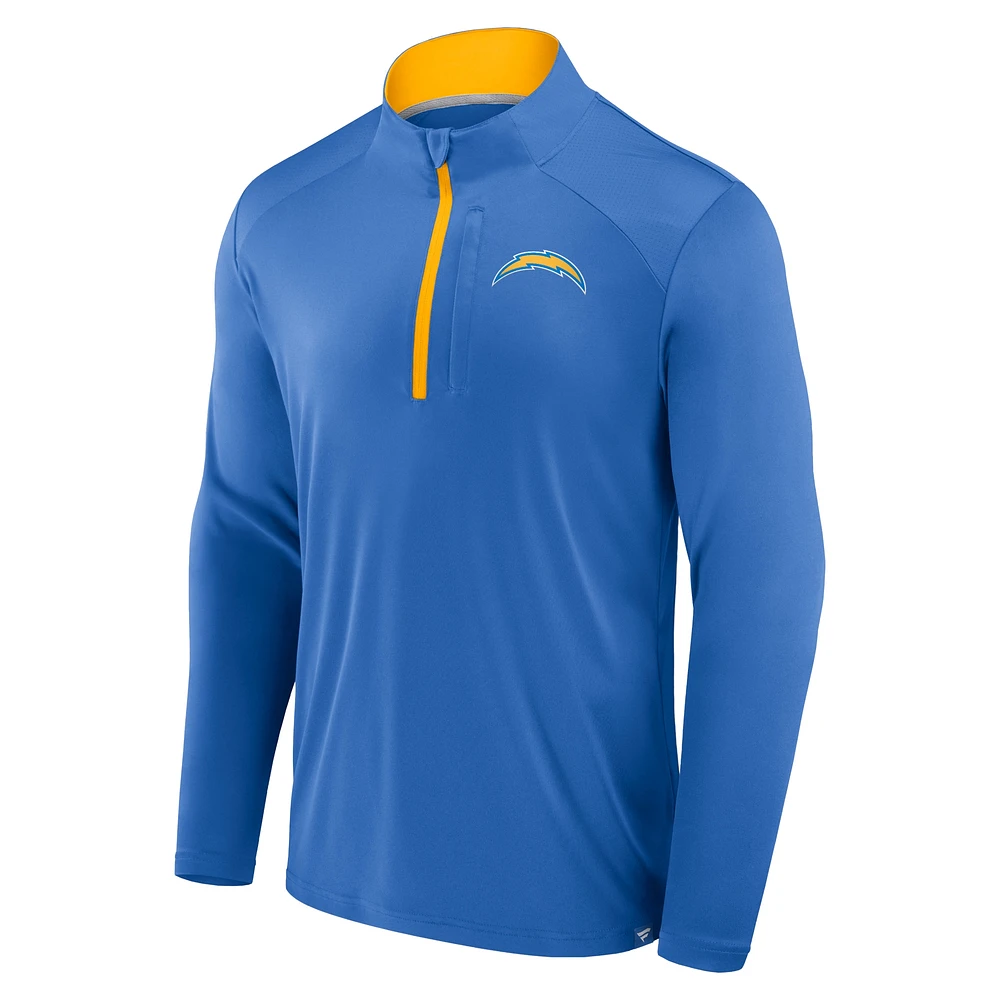 Men's Fanatics Powder Blue Los Angeles Chargers Defender Long Sleeve Quarter-Zip Jacket