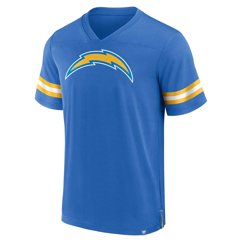 Men's Fanatics  Powder Blue Los Angeles Chargers Jersey Tackle V-Neck T-Shirt