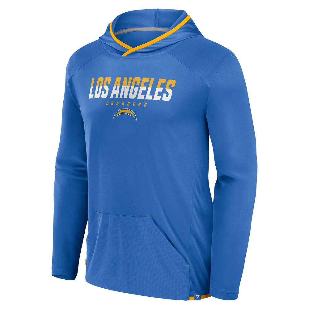 Men's Fanatics Powder Blue Los Angeles Chargers Transitional Defender Hoodie Long Sleeve T-Shirt