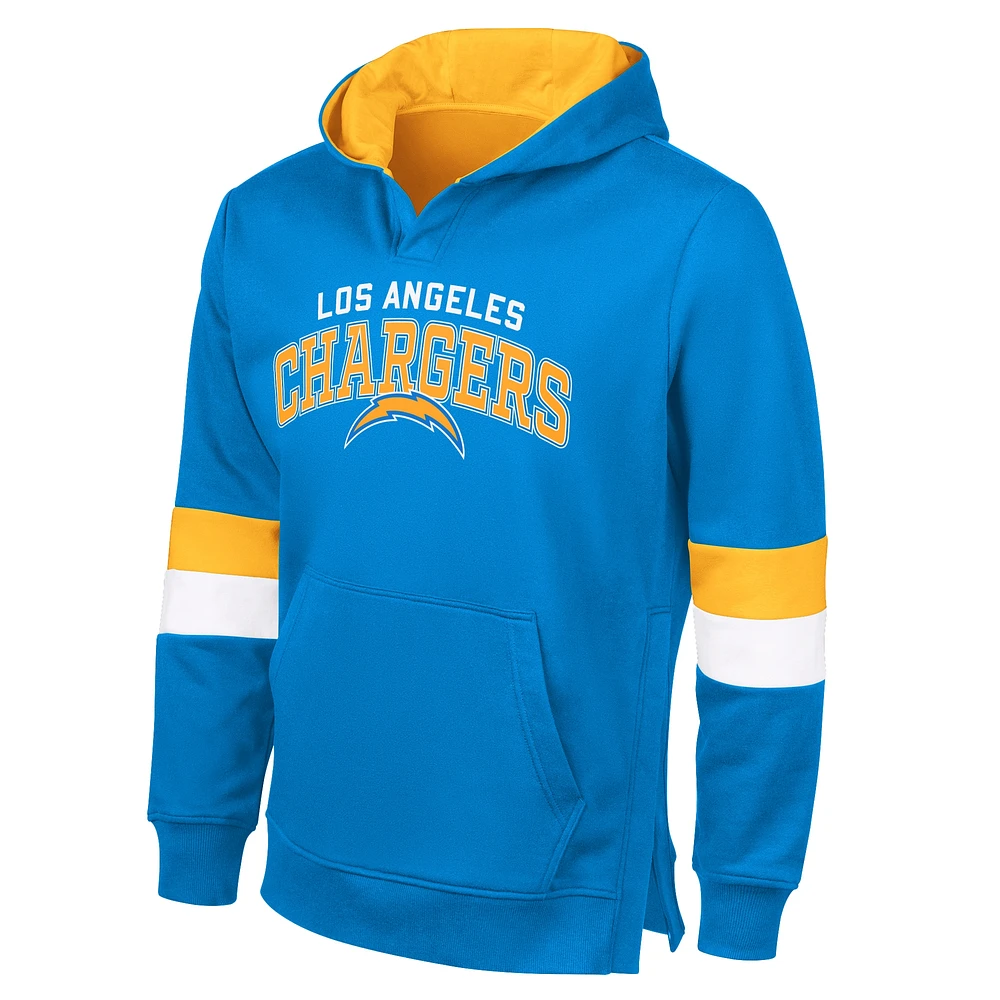 Men's G-III Sports by Carl Banks Powder Blue/Gold Los Angeles Chargers Adaptive Faceoff Pullover Hoodie