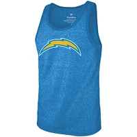Men's Majestic Threads Justin Herbert Powder Blue Los Angeles Chargers Name & Number Tri-Blend Tank Top