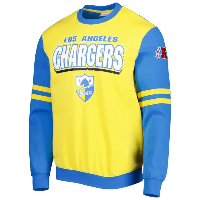Sweat Mitchell & Ness Gold Los Angeles Chargers All Over 2.0 pour homme