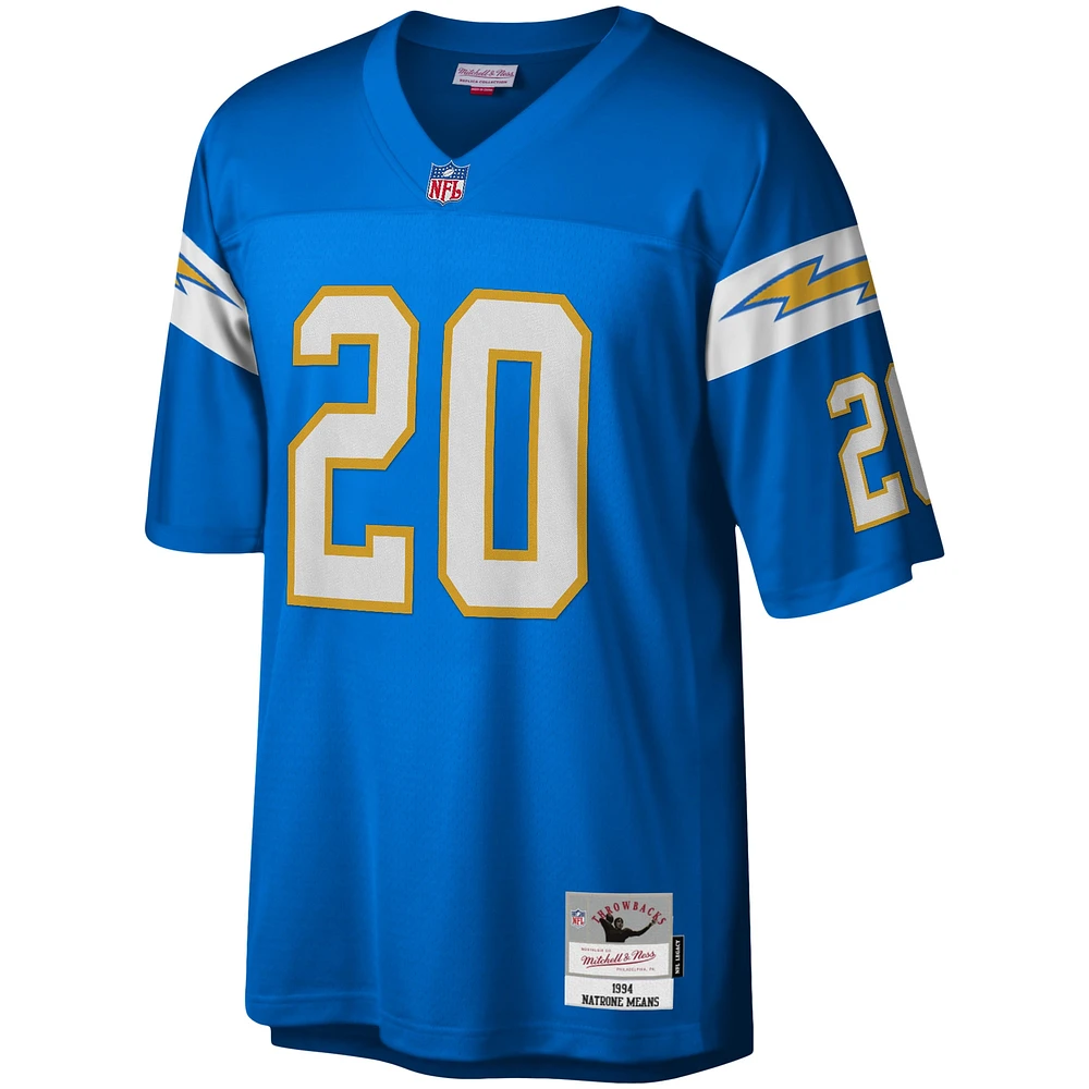 Maillot réplique Mitchell & Ness Natrone Means Powder Blue Los Angeles Chargers Legacy pour hommes