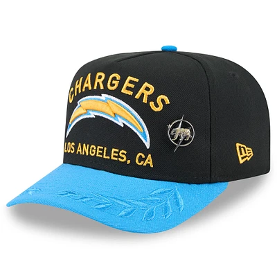 Men's New Era Black/Powder Blue Los Angeles Chargers 2025 NFL Draft On Stage A-Frame 59FIFTY Fitted Hat